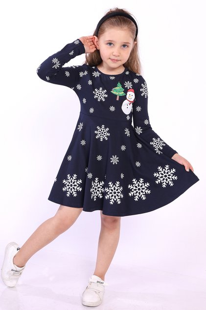 Girl's Snowflake Printed Dress