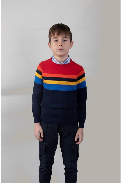 Color Blocked Cotton Children's Sweater (C23-7106)