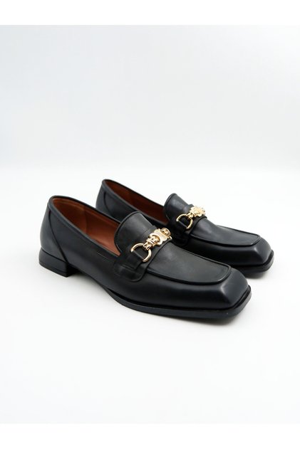 Black Genuine Leather Women's Ballerinas