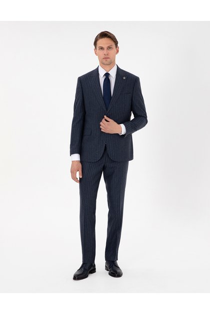 Indigo Slim Fit Striped Wool Blend Suit 50291962-Vr028