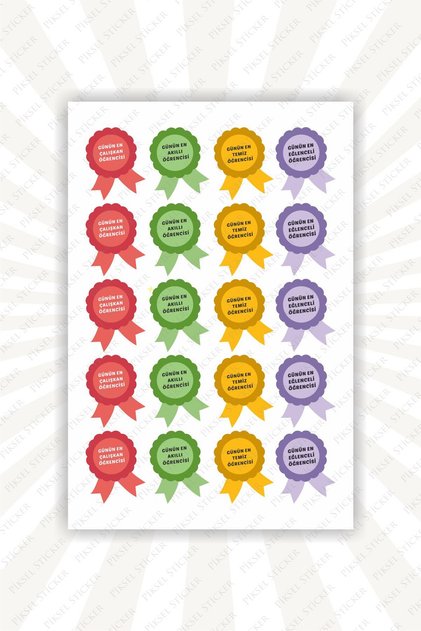 Pupil of the Day Sticker 1 Sheet 20 Pieces 3 cm Size, Teachers, Student Sticker