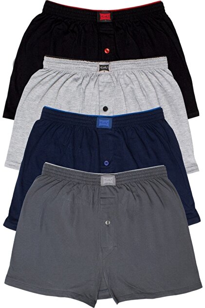 Tutku Men's Towel Waist Plain Boxer 4 Pack Mixed Colors - 4 Pieces