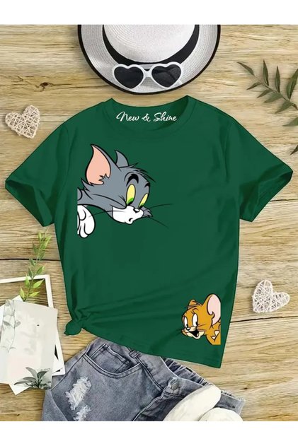 Tom and Jerry Printed Oversize Children's T-Shirt on the Corner