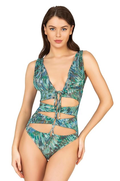 Women's Lacing Detailed Glitter Swimsuit