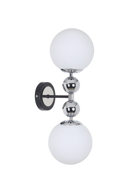 Marble Black Chrome 2 White Glass Sconce