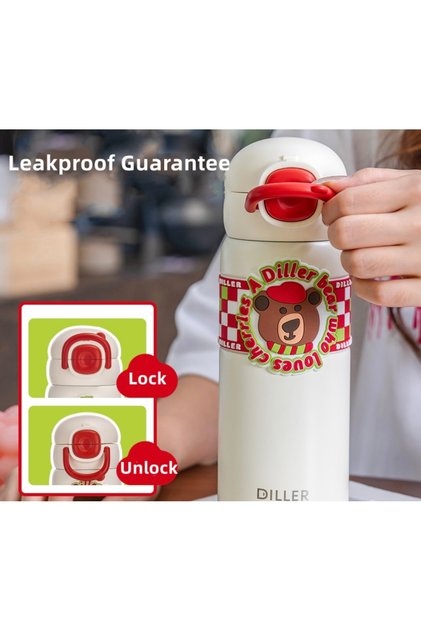 Bear 600ml Pipetli Paslanmaz Çelik 6 Saat Sıcak/Soğuk Tutma Özellikli Termos Matara Suluk