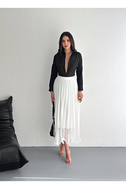 winmoda Tulle Skirt with Pleats 88 cm Full Length with Inner