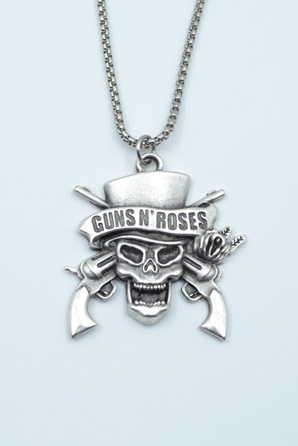 Guns'n Roses Gümüş Kaplama Örme Zincir Kolye