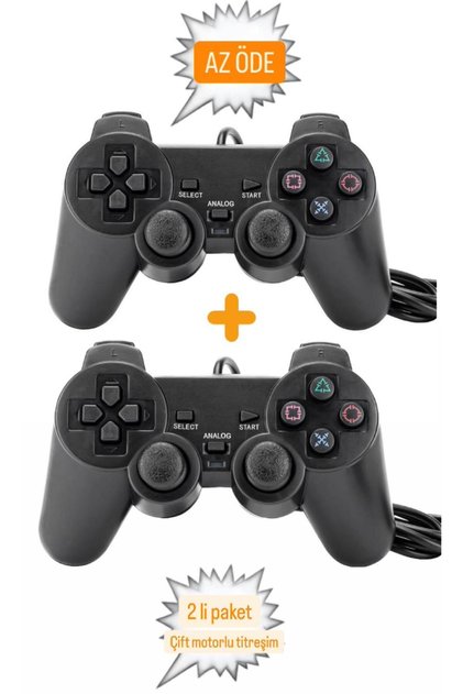 İkili Tek Usb Kablolu Çift Motor Titreşimli Joystick Gamepad Oyun Kolu Konsolu Bilgisayar Laptop