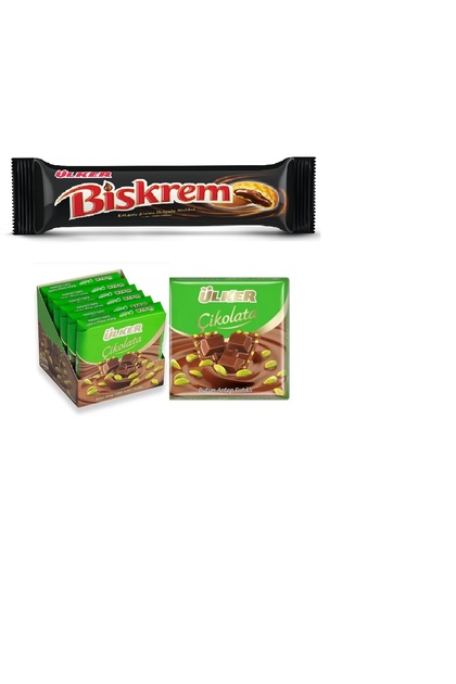 Biscuit with Cocoa 100 Gr and Ulker with Whole Pistachio Milk Square Chocolate 65 Gr X 6