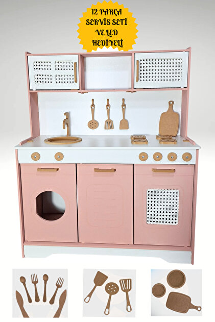 ライフウェーブパッチ　Peach.k111出品 Hedef Çocuklar İçin Eğlenceli Ahşap Oyuncak Mutfak Seti Yeşil