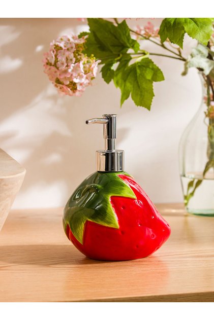 Ceramic Liquid Soap Dispenser with Strawberry Figure for Style Enthusiasts from Uzg Store