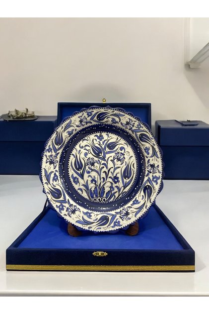 El Yapımı 30Cm Kütahya Çinisi Dekoratif Tabak - Özel Kutusunda