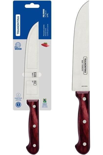 Since 1911, Made In Brazil - Polywood 7 Inches Kitchen Knife With Stainless Steel Blade