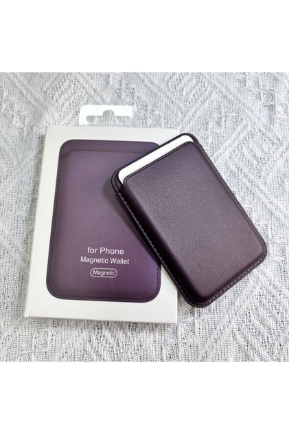 محفظة جلدية Magsafe باللون الأرجواني لهاتف Apple iPhone 16 12 13 14 15 17 Pro Max Plus مع حامل بطاقات مغناطيسي