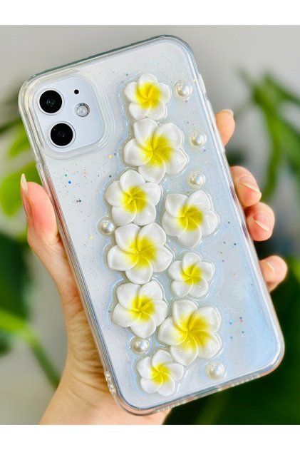 iPhone 12 and 12 Pro Compatible Yellow Flower Design Flexible Silicone Case with Toy
