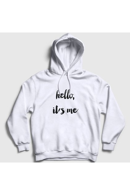 Unisex White Hello It's Me Music Adele Hooded Sweatshirt 475410Tt