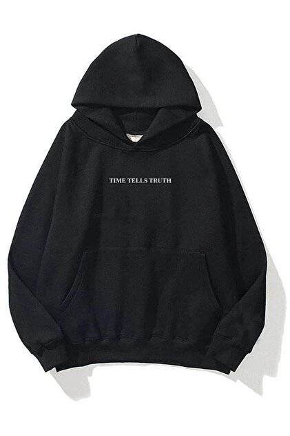Trendiz Unisex Time Tells Truth Sweatshirt Hoodie Siyah - Fiyatı