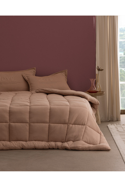 Bobigny Supersoft Tek Kişilik Comforter Set - Pudra