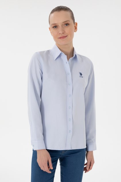 Women's Light Blue Long Sleeve Basic Shirt 50298095 -Vr003