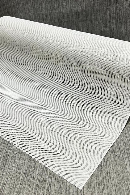Pvc deliksiz altı Şeffaf kaplama Dantel Raf Örtüsü - Çizgili_1009-C