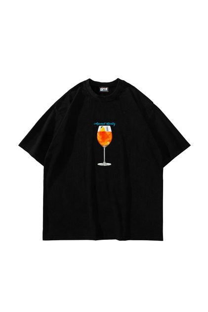 Aperol Sptritz Printed Black Oversize Unisex Tshirt