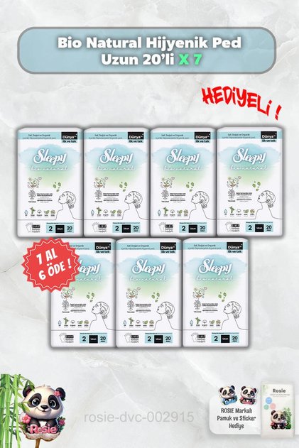 Buy 7 Pay for 6 Bio Natural Hygienic Pads Long 20-Pack and Rosie