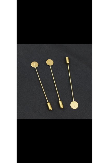 10 Adet - 7.5 cm 14 mm Pul Kaynaklı Yaka İğnesi, Broş İğnesi, Tıpalı İğne, Uzun Yaka İğnesi, Gold