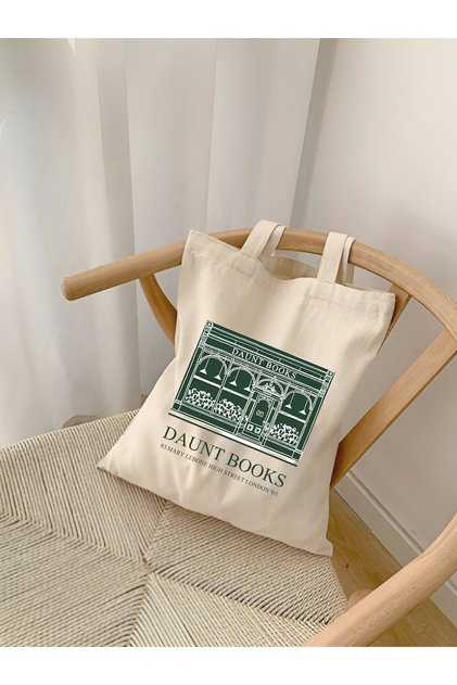 Daunt Books Design Thick Canvas, Rips Cloth Bag, Shoulder Bag, Bookshop Thick Tote Bag