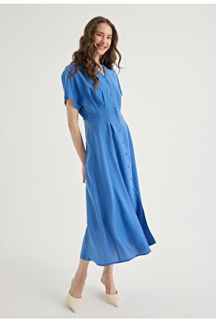 Masha Kate Linen Sleeveless Dress- Trendyol