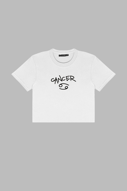 Cancer Printed White Crop Top