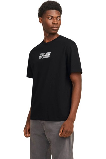 Tricou JJECORP cu imprimeu grafic și guler înalt, NOOS 12268415, alb