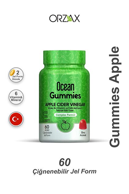 Ocean Gummies Apple Cider Vinegar 60 Çiğneme Form - Fiyatı, Yorumları