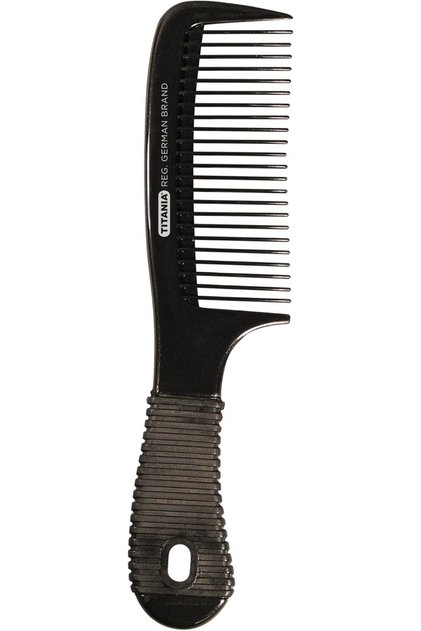 Titania Hair Comb with Rubber Grip, Black - Model 1812/2