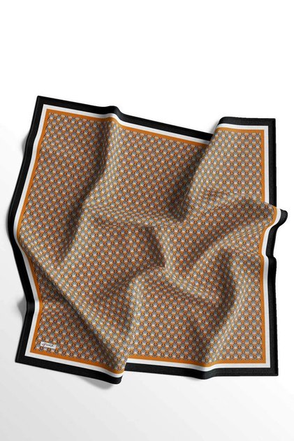 Soft Cotton Scarf - Triangle Pattern, Light Brown