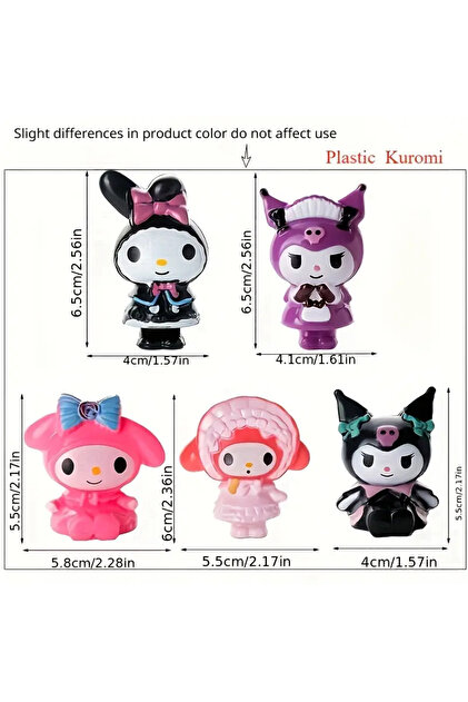 BABUN 5li Plastik Sanrio Kuromi Minik Figür Dekoratif Süs Obje