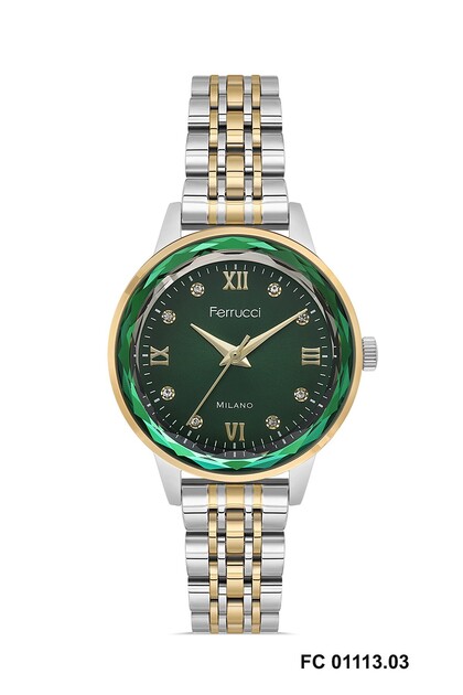 Cutout Glass Green Dial Women's Wristwatch