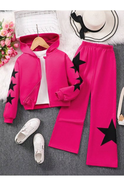 Star Printed 3 Thread Six Fleece Children's Bottom-Top