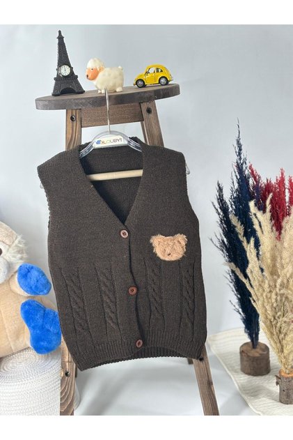 Erkek Bebek Nakışlı Triko Hırka&Yelek