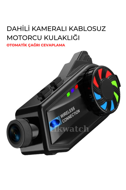 1080p Kameralı Interkom Video Kayıt Özellikli Kablosuz Motorcu Kulaklığı Su Geçirmez Bluetooth 5.4