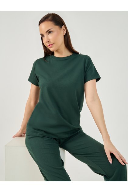 Solid Round Neck T-Shirt and Pyjama Set