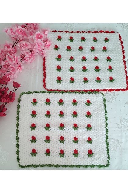 Hand Knitted 2-Pack Bath Washcloth Bath Scrub Red Green Mother Father Dowry White Soft Washcloth Scrub
