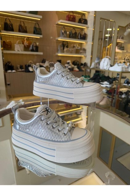 Imported High Sole Transparent-Lace-up Sneakers