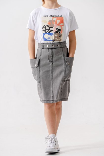 Girl's Side Pocket Denim Skirt 2954