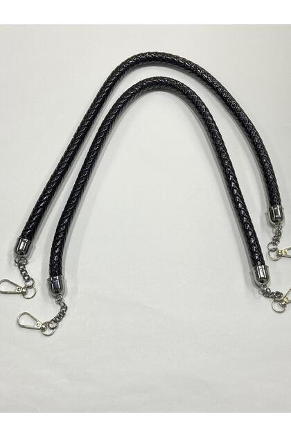 Bag Handle / Knitted Hose Model / 50 cm Patent Leatherblacksilver