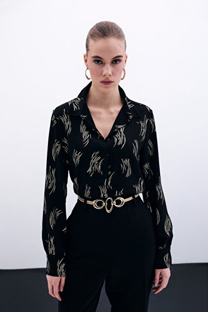 Printed classic shirt - gold