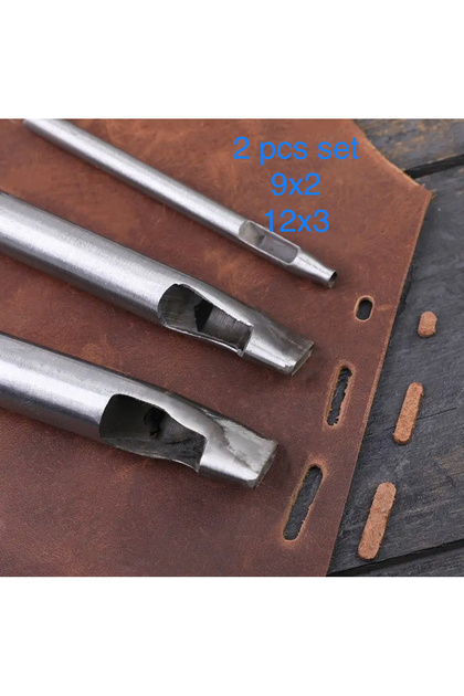 BGA 2 pcs Leathercraft deri oval delik delme delgeç Zımba seti