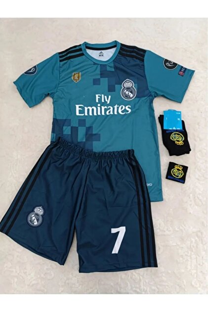 yenteks Cr7 Number 7 Ronaldo Turquoise Kids Jersey Set Set of 4