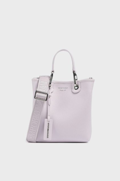 Women's Wide Leather Short Hand Holding Long Logo Detailed Strap Pink Shoulder Bag Ew 000362 Af12036-M4033