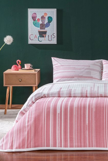 مجموعة بيكيه قطنية مزدوجة الشكل من Grid Pink Young Fashion
